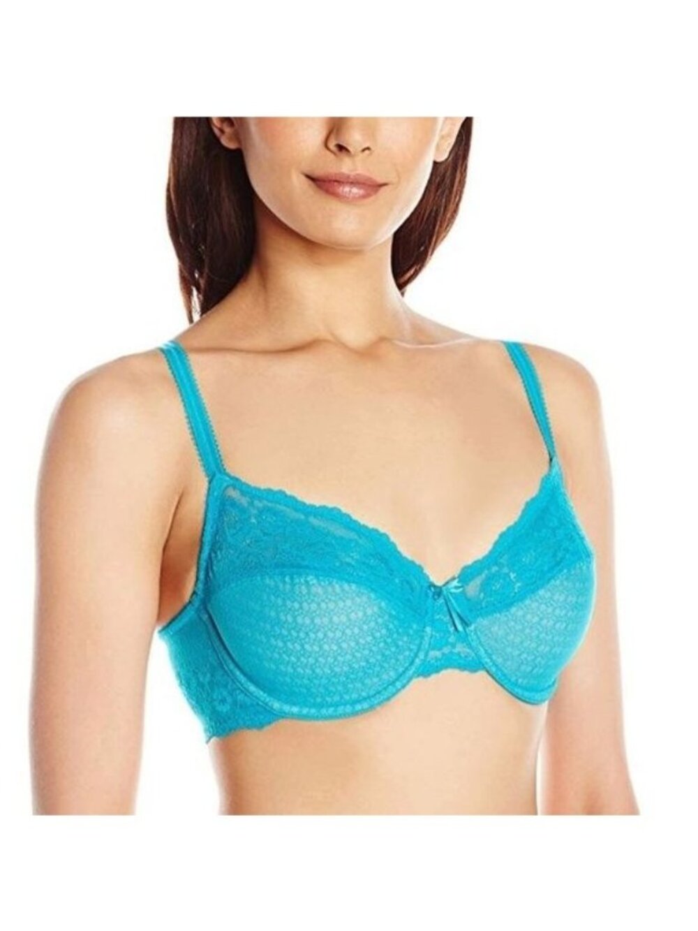 Wacoal Teal Insider Underwire Bra Elegant Comfort Mesh Lace Detail